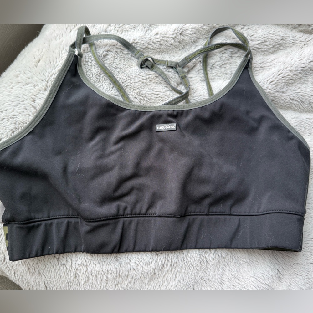 Flag Nor Fail Black and Green Sports Bra